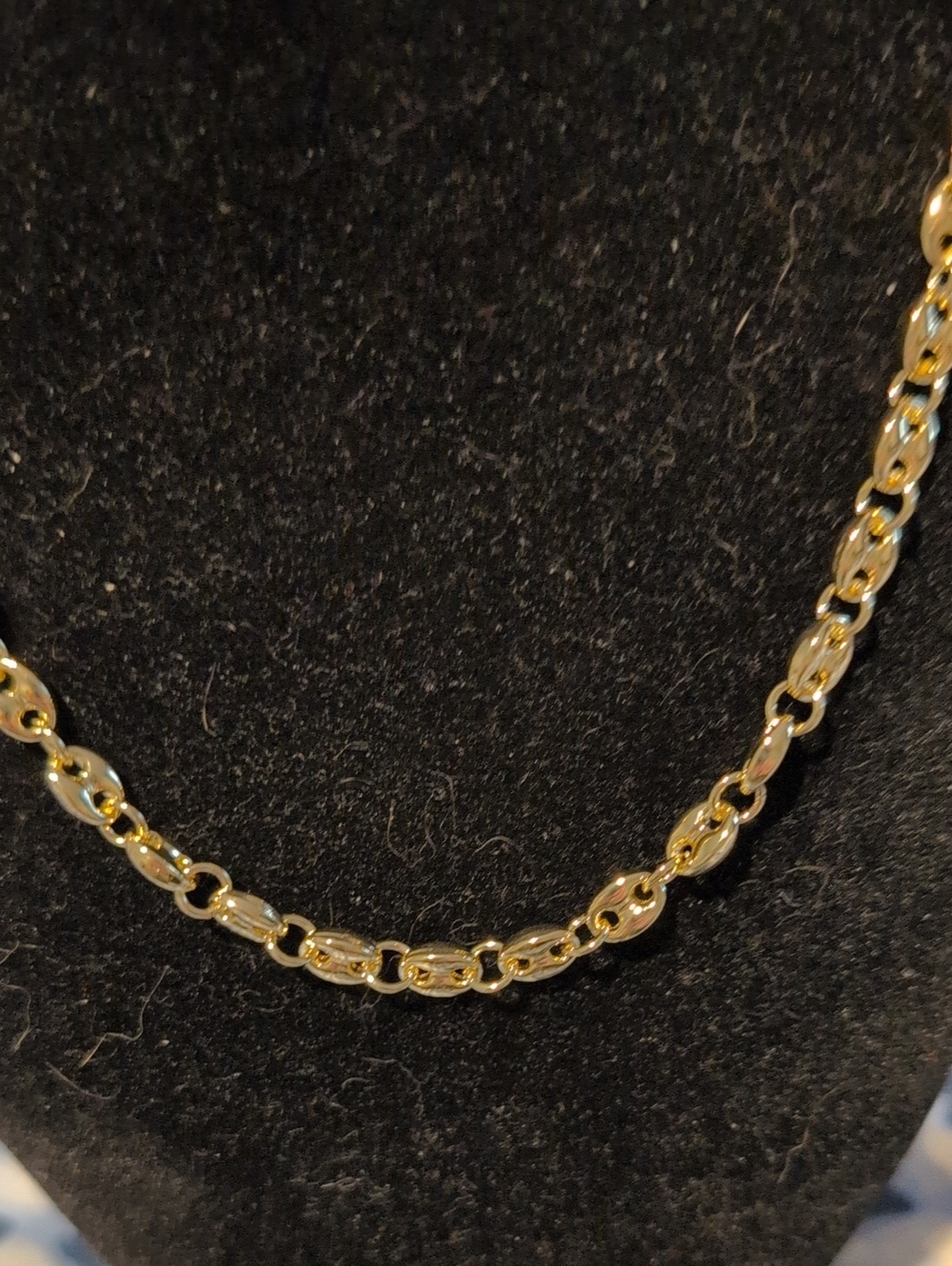 Yellow Gold Plated Puffy Mariner Chain Necklace